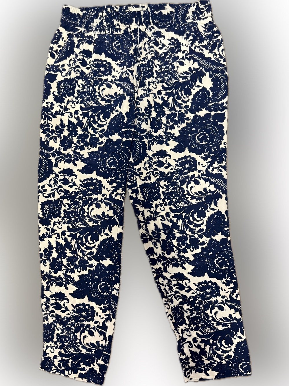 INTERMIX Navy and White Floral Print Pants | Sz L